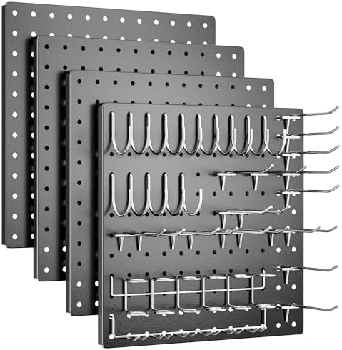 Peg Board, 4 Pack Metal Pegboard Kit, Peg Board by FZK