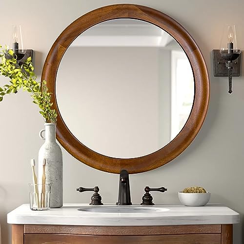 CULER Round Wall Mirrors 36 Inch, Wood Mirror - Image 2