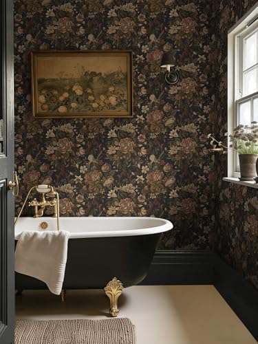 Dimoon Vintage Peel and Stick Wallpaper Dark Blue Floral Contact Paper - Image 6