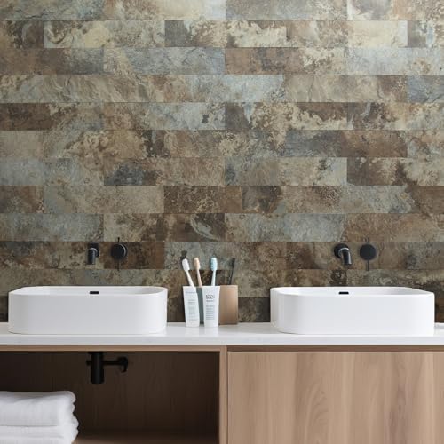 AULIGET 40-Piece Beige & Brown Slate Peel and Stick Backsplash Wall Tiles - Image 3