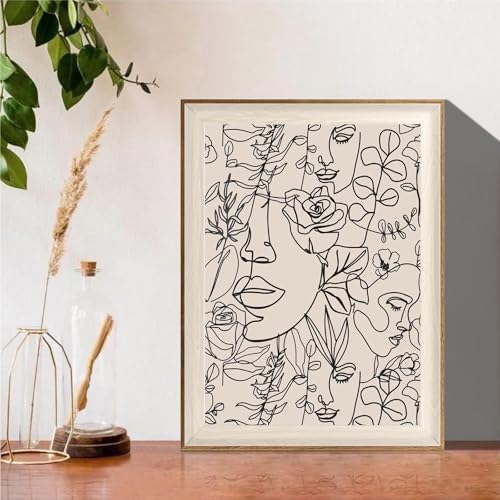ASTRDECOR Abstract Framed Wall Art, Minimalist Boho Art Prints Women Portrait - Image 3