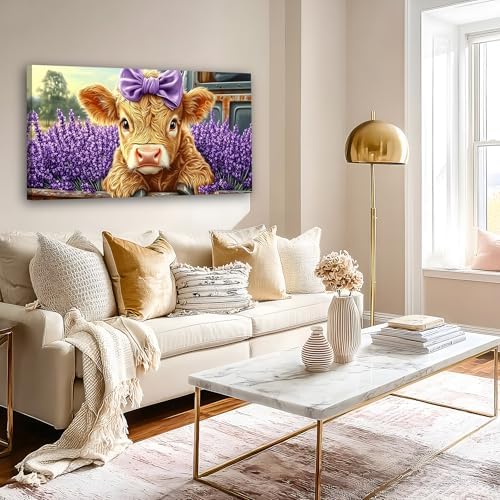 Haichuang Decor Art Highland Cow Canvas Wall Art, 40x20 Inch - Image 2