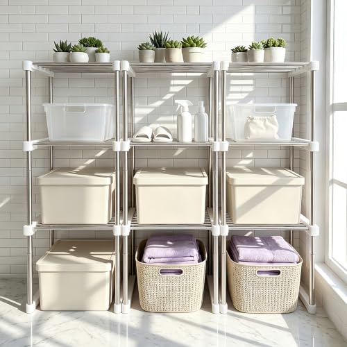 BLULEE Expandable Standing Shelf Unit, Adjustable Storage Rack White - Image 3