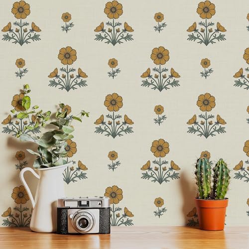 Vintage Floral Wallpaper Floral Peel and Stick Wallpaper by Fiula