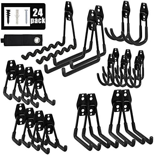 AOBEN 24PCS Garage Hooks, Heavy Duty Double Garage Hanger Organizer Wall Mount by AOBEN