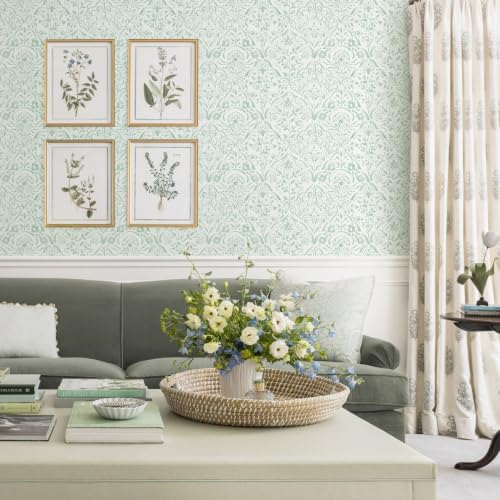 Dimoon Watercolor Floral Peel and Stick Wallpaper Soft Sage Green Contact Paper - Image 2