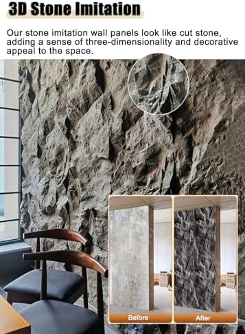 Easy Cut 3D Faux Stone Wall Panels Gray, Lightweight PU Decorative Walls - Image 3