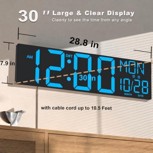 JALL 30" Giant Digital Wall Clock, Extra Large LED Clock - Image 2