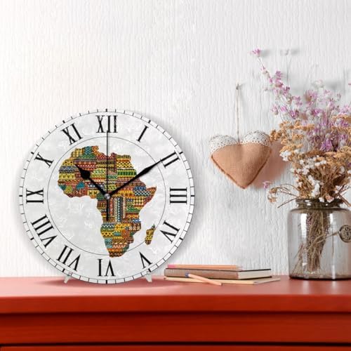 ABLINK Africa Ethnic Map with Countries Round Wall Clock, Silent Non Ticking - Image 2