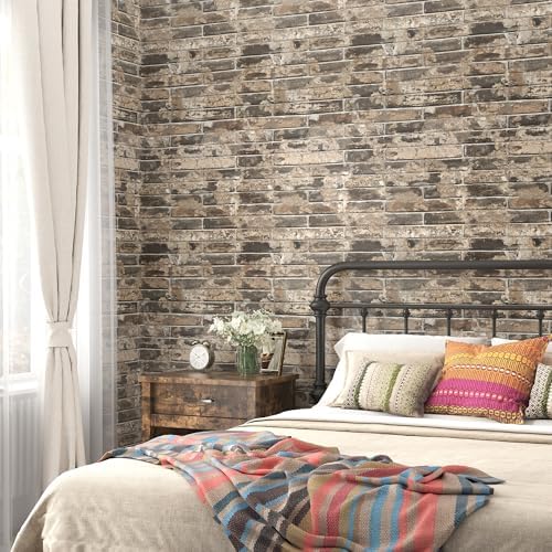 Vintage Brown Brick Wallpaper Peel and Stick Textured 3D Faux Brick Contact - Image 2