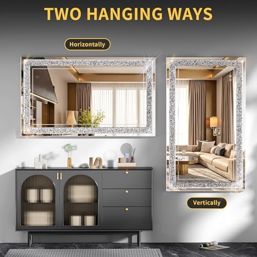 32" x 24" LED Diamond Wall Mirror, Dim & Anti-Fog - Image 7