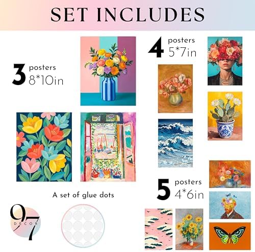 97 Decor Colorful Eclectic Wall Art, 12 Framed Prints - Image 2