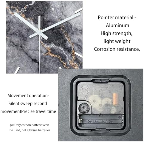Modern Marble Wall Clock Battery Operated 16 Inch - Image 6