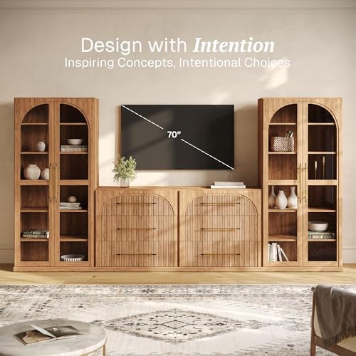 BELLEZE Jagger 128" Wall Unit 4-Piece Modular TV Stand - Image 3