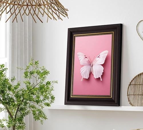 3D Textured Canvas Wall Art American-Style Frame Pink Classical Butterfly - Image 4
