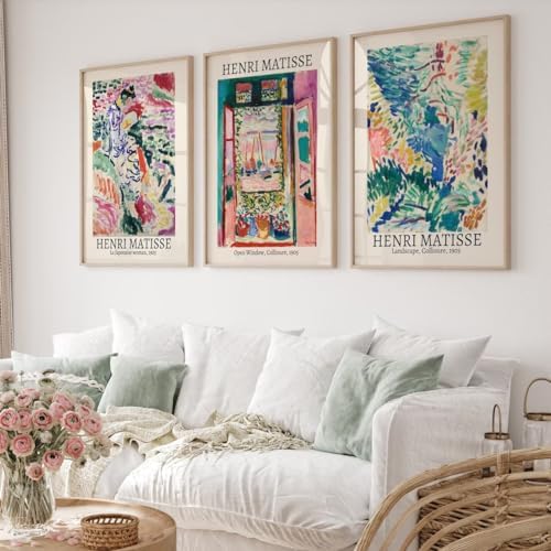 Baccone Henri Matisse Wall Art Set of 3 Colorful Abstract Poster Aesthetic by Baccone