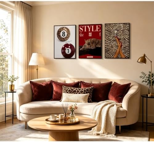 Red Cheetah Wall Decor Prints Leopard Pictures Aesthetic Poster Preppy Art - Image 4