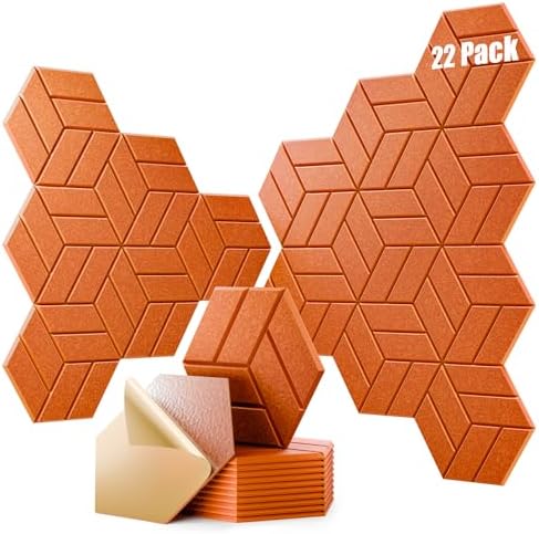 22Pcs Acoustic Panels with Self-adhesive, Hexagonal Soundproof Wall Panels High by OTUOER