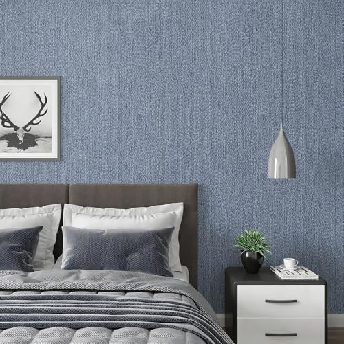 Grasscloth Peel and Stick Wallpaper Blue Contact Paper 16in x 393in - Image 3