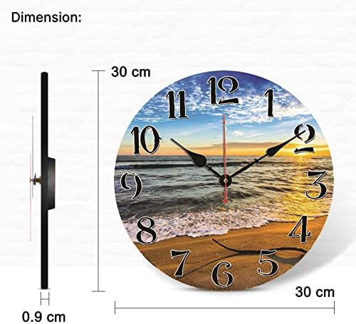 TAHEAT 12 Inch Beach Sea Wall Clock, Modern Nautical Bathroom Decor, Decorative - Image 5
