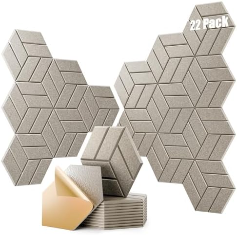 22Pcs Acoustic Panels with Self-adhesive, Hexagonal Soundproof Wall Panels High by OTUOER