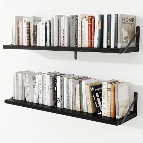 Deep Wall Shelves 40"W x 8"D Engineered Wood Floating Shelves by Venusmiles