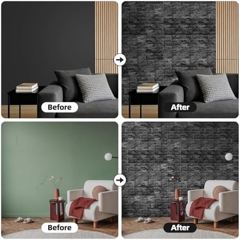 WADILE Peel and Stick 3D Wall Panels 12x12in PVC 10 Pack Black - Image 4