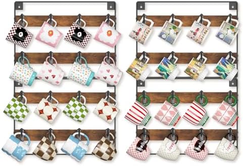 EsLuker.ly Mug Holder Hanger Cup Display Rack Wall Mounted, 4 Pack by EsLukerly