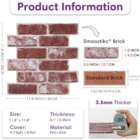 3D Faux Brick Wall Panels Peel and Stick, Designed - Image 3