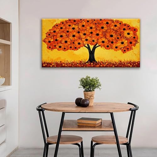 TAIJXAGSG Canvas Art Wall Decor Print Paintings Orange Tree Of Life Wall Art - Image 2