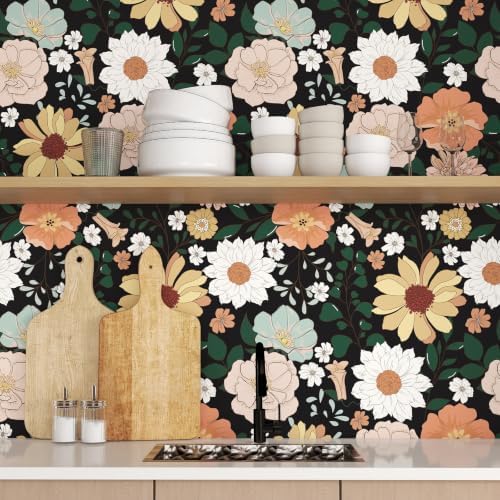 17.7" x 118" Vintage Floral Wallpaper Peel and Stick Boho Floral Contact Paper - Image 3