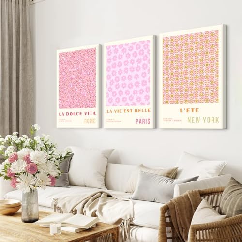 Pink Flower Market Wall Art Decor Aesthetic Abstract Canvas Floral Minimalist - Image 5