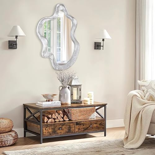 Asymmetrical Mirror Wood Frame Irregular Wall Mirror Unique Shape Wavy Wall - Image 5