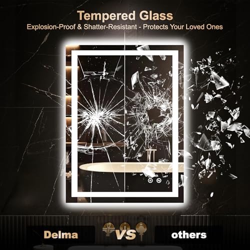 Delma LED Mirror for Bathroom 32x24 Inch, Dimmable Front & Backlit Vanity Mirror - Image 5