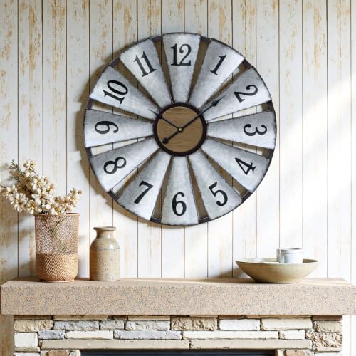 Vantic 30'' Windmill Large Wall Clock, Distressed Metal Clock - Image 4