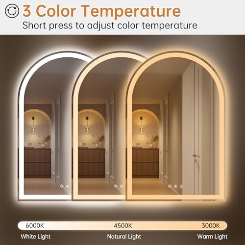 24"x36" Arched LED Lighted Bathroom Mirror - Image 4