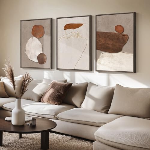 Large Framed Neutral Abstract Wall Art, 24x36 In - Image 2