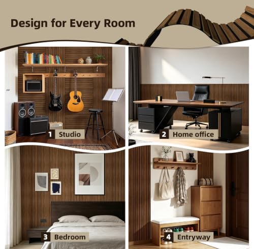 Vieshful 4-Pack Acoustic MDF Wood Slat Wall Panels - Image 6