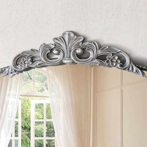 Micasso Vintage Silver Arched Mirror: 36"x29" Baroque Antique Wall Mirror - Image 5