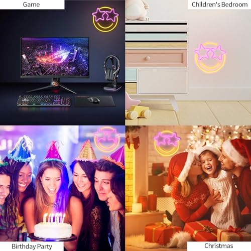 wootfairy LED Lights Wall Decor 12.2*11.41in Dimmable Smiley Face Neon Sign - Image 6