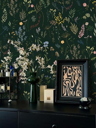 Dimoon 78.7"x16.1" Floral Peel and Stick Wallpaper Dark Green Smooth Contact - Image 4