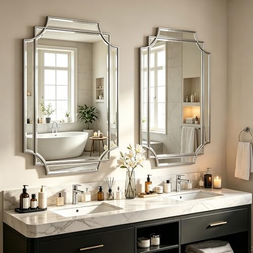 36"x24" Geometric Decorative Beveled Mirror - Image 6