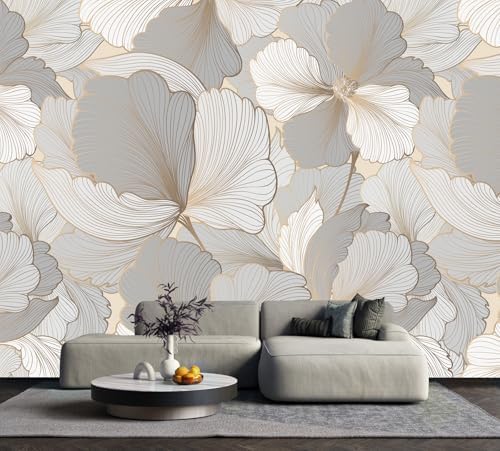 Ginkgo Biloba Leaf Peel and Stick Wallpaper Grey Leaf Wall Murals - Image 3