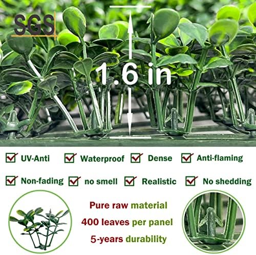 Bybeton 6pk 20"x20" Boxwood Grass Wall UV-Anti Privacy Fence Screen - Image 3