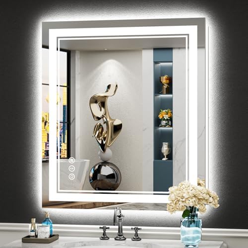 28x32 LED Bathroom Mirror, Backlit & Front Lit Lighted Mirror by Awandee