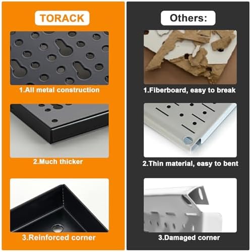 TORACK Metal Pegboard Wall Organizer System 24x48 in - Image 6