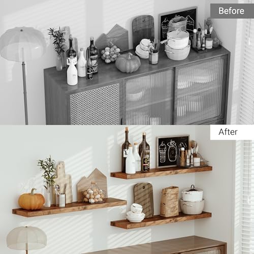 Vivelove Single Floating Shelves 48x10” Set of 1, Rustic Brown - Image 6