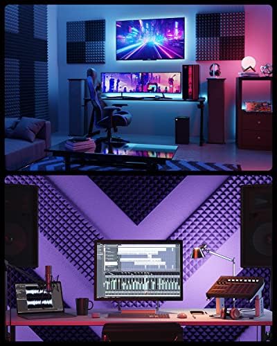 Sonicism Acoustic Panels 24 Pack Self-Adhesive 2"X12"X12" High Density - Image 6