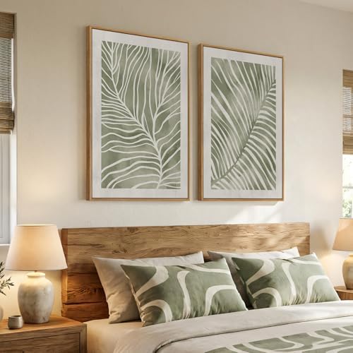 Large Framed Green Abstract Botanical Wall Art - Image 2