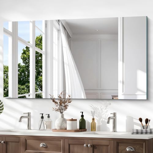 30x55 Inch Frameless Mirror, Large Rectangle Bathroom Mirrors by Unknown
